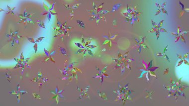 Raster illüstrasyonu. Gri renkli Asya tekstili. Çiçek desenini çiz.