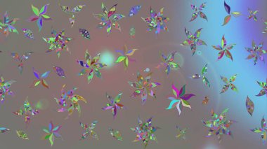 Renkli Bahar Teması eskiz kalıbı. Düz Çiçek Elementleri Tasarımı. Raster illüstrasyonundaki çiçek desenli çizim. Süslü kumaş deseni.