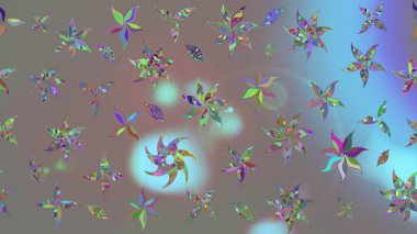 Renkli Bahar Teması eskiz kalıbı. Çiçekli çiçek deseni, suluboya. Düz Çiçek Elementleri Tasarımı. Gri renkli çiçekler. Raster illüstrasyonu.