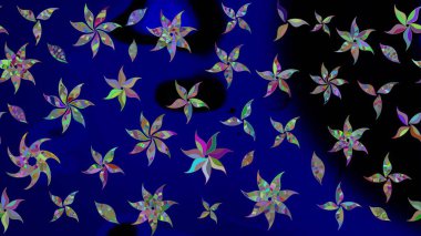 Soyut etnik raster çizim kalıbı. Arkaplan dokusu, duvar kağıdı, mavi renkli çiçek teması. Kabile sanatı boho baskısı, klasik çiçek arkaplanı.