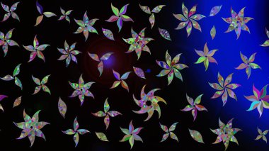 Düz Çiçek Elementleri Tasarımı. Renkli Bahar Teması eskiz kalıbı. Siyah renkli çiçekler. Sevimli çiçek raster deseni.