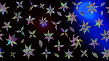 Raster illüstrasyonu. Güzel kumaş deseni. Siyah renklerde. Raster illüstrasyonunda çiçek deseni çizimi.