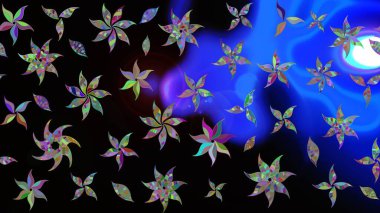 Renkli Yaz Temalı eskiz kalıbı. Modaya uygun kumaş deseni. Düz Çiçek Elementleri Tasarımı. Sevimli çiçek raster deseni.