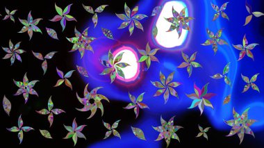 Renkli Bahar Teması eskiz kalıbı. Raster. Düz Çiçek Elementleri Tasarımı.