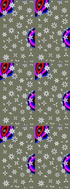 Raster suluboya çiçek deseni, narin çiçekler, yeşil çiçekler, tebrik kartı şablonu. Güzel kumaş deseni.