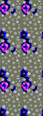 Çiçek desenli raster, yeşil çizgi grafik desenli soyut raster arkaplan. Modern stil dokusu.