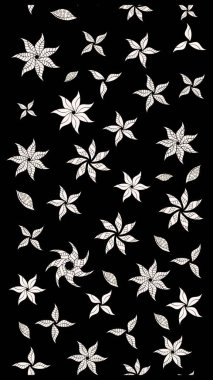 Siyah renkli çiçekler. Çizim çiçek deseni duvar kâğıdı olarak kullanılabilir. Raster illüstrasyonu.