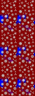 Raster illüstrasyonundaki çiçek desenli çizim. Kırmızı renkte çiçekler. Renkli Bahar Teması eskiz kalıbı. Düz Çiçek Elementleri Tasarımı.