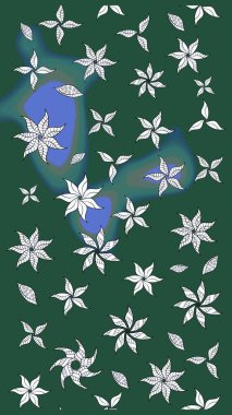 Düz Çiçek Elementleri Tasarımı. Sevimli çiçek raster deseni. Yeşil renkli çiçekler. Renkli Yaz Teması çizim şablonu.