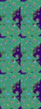 Raster çiçek desenleri çiziyor. Vadinin yeşil renkli çiçekleri.