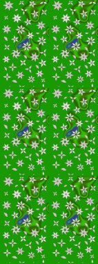 Raster Çiçek İllüstrasyonu güzel tekstil. Yeşil renkli etnik çiçeklerle zarif eskiz deseni.