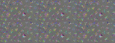 Raster illüstrasyonu. Tropik çiçek desenleri. Gri renkli çiçekler.