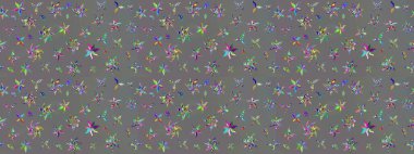 Gri renkli Asya tekstili. Raster illüstrasyonu. Çiçek desenini çiz.