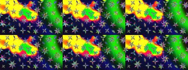 Düz Çiçek Elementleri Tasarımı. Yeşil renkte zarif çiçek buketi suluboya. Renkli Bahar Teması eskiz kalıbı. Raster illüstrasyonu.