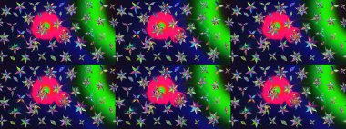 Şirin çiçek elementleri. Raster illüstrasyonu. Gri renkli çiçekler. Çizim.