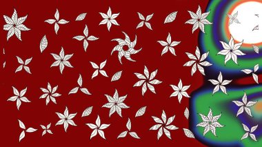 Çiçekli çiçek deseni, suluboya. Düz Çiçek Elementleri Tasarım Raster illüstrasyonu. Kırmızı renkte çiçekler. Renkli Bahar Teması Eskiz Şablonu.