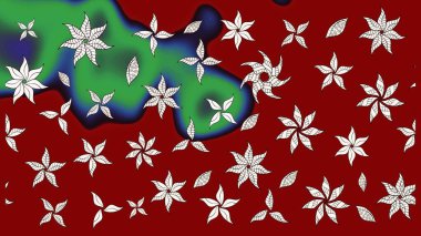 Çiçek deseni. Raster illüstrasyonu. Kırmızı renkte çiçekler. Şatafatlı bahar bahçesi dokusu. Kırmızı renkte çiçek çizimi.