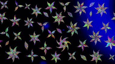 Raster illüstrasyonundaki çiçek desenli çizim. Siyah renkte çiçekler.