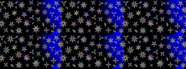 Siyah renkli şirin çiçek deseni. Renkli Bahar Teması eskiz kalıbı. Düz Çiçek Elementleri Tasarımı. Raster Modaya uygun kumaş deseni.