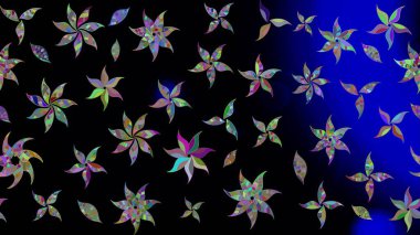 Düz Çiçek Elementleri Tasarımı. Çocuk stili. Renkli Bahar Teması eskiz kalıbı. Çiçekli çizim raster arkaplanı.