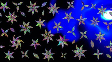 Siyah renkli çiçekler. Raster illüstrasyonu. Tropikal çizim çiçek deseni.