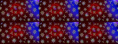 Parmak izi, kumaş, duvar kâğıdı, tekstil için raster dokusu. Nakış desenli çiçek deseni. Renkli grunge soyut arkaplanı colokahverengi çiçeklerle zenginleştirir.