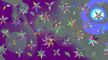 Suluboya tarzında mor renkli çiçekler. Raster illüstrasyonunda çiçek deseni çizimi.