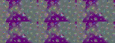 Gri renkler ve parlak çiçekler üzerine soyut çizim deseni. Çiçeksel elementlerle süslenmiş zarif raster dokusu. Küçük çiçekte şirin bir çiçek deseni var..