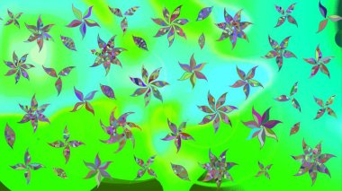 Yeşil renkli çiçekler. Kumaş desenli papatya çiçekleri ayrıntıları.