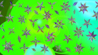 Modern çiçek arkaplanı. Parlak renkli çiçekli ve yeşil yapraklı harika bir çiçek deseni. Moda baskıları için zarif bir şablon. Halk stili.