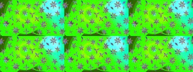 Raster deseni. Yumuşak, yeşil renkli yaz çiçekleri. Küçük çiçekteki sevimli çiçek deseni. Raster illüstrasyonu.