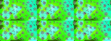 Çiçekli zambakların eskiz geçmişi. Parlak çiçekli kolaj çiçekleri yeşildir. Çiçek tasarımı için inanılmaz kolaj cennet tarzı..