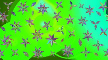 Çiçekli çizim şekli. Düz Çiçek Elementleri Tasarımı. Yeşil renkli çiçekler. Renkli Bahar Teması çizim şablonu.