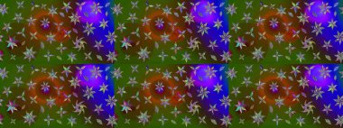 Parmak izi, kumaş, duvar kâğıdı, tekstil için raster dokusu. Nakış desenli çiçek deseni. Renkli grunge, yakut yeşil çiçeklerle soyut arkaplanı zenginleştirir.