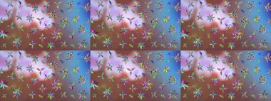 Poster ya da kapak için arka plan. Şirin, zarif çiçekler Raster illüstrasyonu. Yapraklı çizim şekli. Tekstil için figür. Davetiye ve kartpostal tasarımı için dekoratif çiçek unsurları.