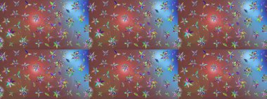 Taslak desenli, modaya uygun kumaş deseni. Raster illüstrasyonu. Renkli Bahar Teması eskiz kalıbı. Şirin çiçek elementleri. Düz Çiçek Elementleri Tasarımı.