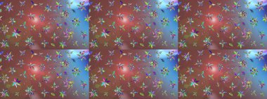 Raster illüstrasyonu. Kahverengi renklerde. Çiçekli güzel suluboya desen.