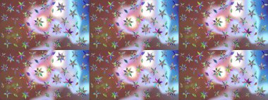 Kahverengi renklerde bahar çiçekleri. Raster illüstrasyonu. Raster çiçek desenli ve çiçekli..