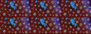 Raster illüstrasyonu. Raster deseni. Kibarca, kırmızı renkte bahar çiçekleri. Patlayan çiçekler soyut yerleştirilmiş.