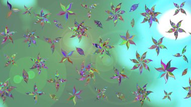 Elle çizilmiş sonbahar çiçeği deseni. Renkli yeşil çizim kalıbı. Doodle tarzı. Tekstil ve kapak tasarımı için mükemmel. Yeşil renkte çiçekler.