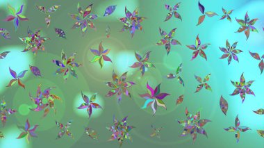 Küçük çiçekte güzel bir desen. Küçük renkli çiçekler. Moda baskıları için zarif bir şablon. Yeşil çiçekli bahar çiçekleri. Motley illüstrasyonu.