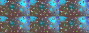 Mavi renkli çiçek desenli çizim. Suluboya tarzında mavi renkte çiçekler.