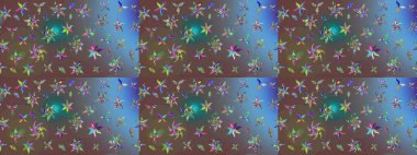 El çizimi. Çiçekli, yapraklı, çiçek desenli eskiz. Raster illüstrasyonu.