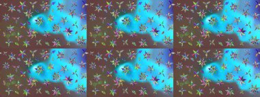 Çiçek kompozisyonu. - Mavi çiçekler. Küçük çiçekte güzel bir desen var. Raster deseni. Çiçek kolajı. Doğa. Çiçek arka planı.