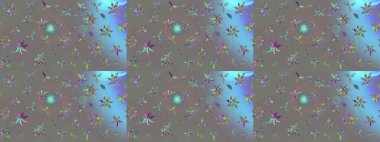 Gri renklerde bahar çiçekleri. Çiçekli karalama şeklinde Raster çiçek deseni. Raster illüstrasyonu.