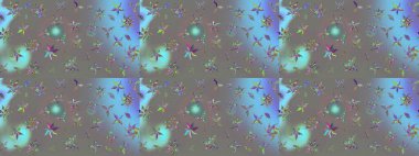 Raster çiçek desenli çiçek deseni, yapraklar, dekoratif elementler, sıçrama, lekeler, el çizimi kontur çizgileri ve Doodle çizim stili, grafik raster çizim çizimi.