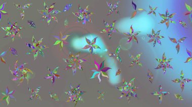 Raster Çiçek İllüstrasyonu 'nun şirin tekstili. Gri renkli etnik çiçeklerle zarif eskiz deseni.