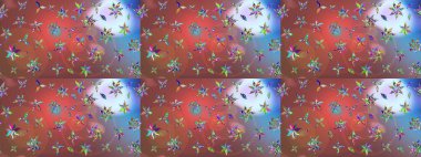 Raster illüstrasyonu. Çiçek süslemeli çizim deseni. Kahverengi renkte çiçekler.