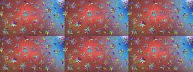 Moda baskısı, albüm, ambalaj kağıdı ve duvar kağıdı için zarif dekoratif süslemeler. Raster illüstrasyonu. Küçük çiçekli basit bir çiçek çizimi. Kahverengi renkte şirin çiçekler..