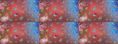 Raster illüstrasyonu. Pembe renkli Asya tekstili. Çiçek desenini çiz.